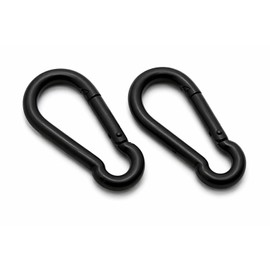 2pcs 40mm Black Carabiner Clip Made From 316 A4 Stainless Steel, Heavy Duty Spring Snap Hook Outdoor Camping, Hiking, Fishing, Swing Set, Hammock, Keychain (4mm x 40mm)