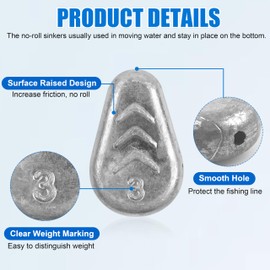 No Roll Sinkers Fishing Weights Sinkers, Flat Inline Sinkers No Snag Slip Sinkers Fishing Weights Gear Tackle for Catfishing Rigs Saltwater Freshwater