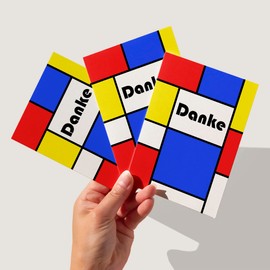 Artery8 Thank You Cards Pack of 8 - A6 Size - Mondrian Style Abstract Design - Blank Inside - With Envelopes - Modern German Thank You Notes for Events, Business, Weddings & Gifts