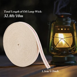 Ninsula 32.8 Feet Oil Lamp Wicks, Each Roll is 1/2-inch Wide Wicks for Oil Lamps, Cotton Oil Lamp Wick Can Be Used As Fuel for Kerosene Lamps, Lanterns and Oil Lamps