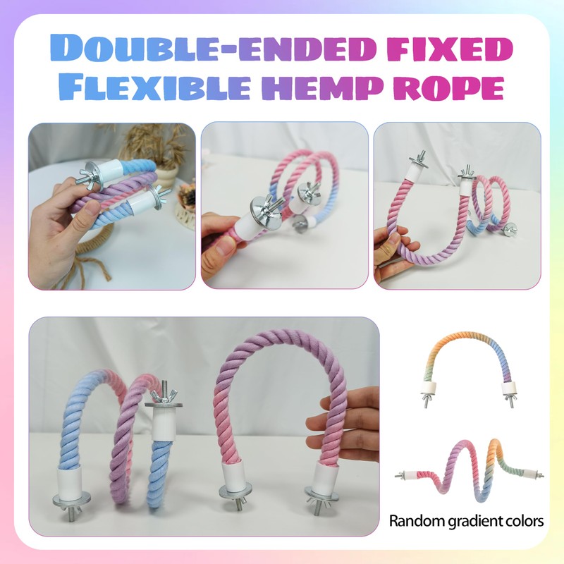 Bird Rope Perch Gradient Bendable 3Pcs Stand Bird Cage Climbing