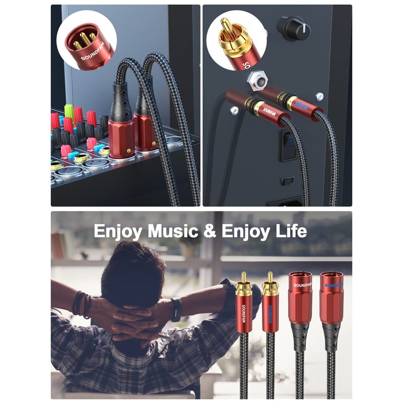 SOUNDFAM Dual RCA to XLR Cable, Premium 2RCA Male to