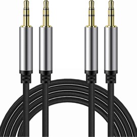 SAISN 3.5mm Audio Aux Cable, 2 Pack 3.5mm Male to Male Headphone Cable 3ft Nylon Braided Hi-Fi Stereo Audio TRS Cable Short Aux Cord for Car Home Stereos, Headphones, Speakers, Laptops, Black