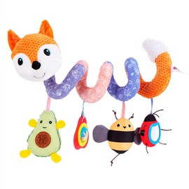 Baby Pram Toys Spiral Activity Hanging Toys Soft Cuddly Toy Pram Crib Spiral Plush Toy with Ringing Bell for Babies Toddlers Infant Boy Girl