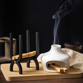 Cinnvoice Palo Santo Holder Kit Including Handmade Ceramics Palo Santo Burner and Holder Smudge Bowl for Meditation Yoga Incense Burner Zen Decorations Ideal for Meditation & Rituals