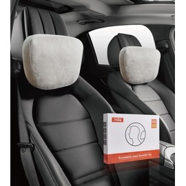 XIOQINE 2Pcs Car Neck Pillow, Super Soft Du-Pont Bio cotton Neck Pillow for Driving, Suede Fabric Car Headrest Pillow, Make Your Driving More Comfortable, Suitable for Driving, Traveling (Volcanic gray)