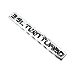 Chrome Finish Metal Emblem 3.5L Twin Turbo Badge (Red & Black Letter) " (Black)