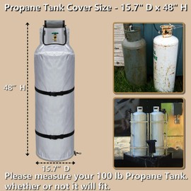 100lb Propane Tank Winter Cover Thickened Built-in Anti-Freezing Felt Openable top, Waterproof, Dustproof, UV-Resistant and Frost-Resistant for 100 Gallon Propane Tank Outdoor Protection, Silvery