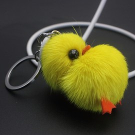 Adorable Genuine Mink Fur Duckling Keychain - Ethically Sourced, Available in Four Chic Colors (1, Yellow)