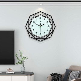JUJUDA Large Wall Clock for Living Room Decor Modern Big Wall Clock for Kitchen Bedroom Home Decoration Extra Giant Black Clock Battery Operated for Dining Room Bathroom Office Decorative 18 Inch