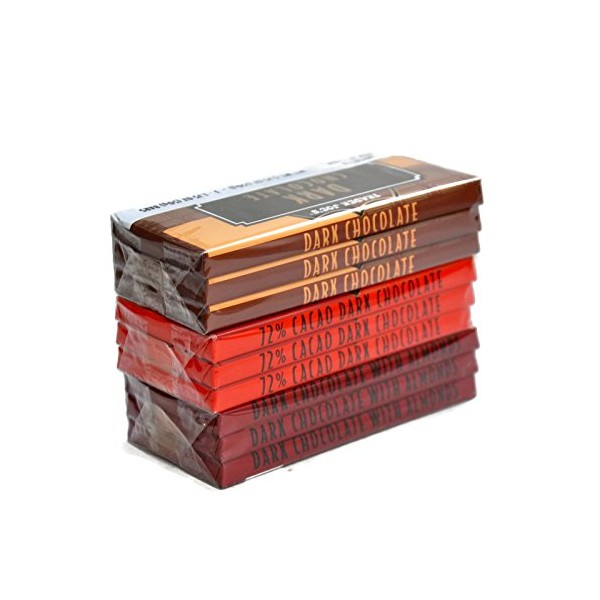 Trader Joe's Belgian Dark Chocolate Bars 3 Variety Pack - Total 9 Bars