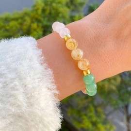Embtrem Crystal Money Bracelets Wealth for Women Good Luck Attraction Green Jade Beaded Bracelet Tiger Eye Trendy Jewelry Gifts Sister Husband Boyfriend Birthday Gifts
