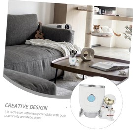 STOBOK Astronaut Rocket-design Pen Holder Premium Resin Craft Desk Organizer for Home Office Decor Chic Storage for Stationery Makeup Tools and More