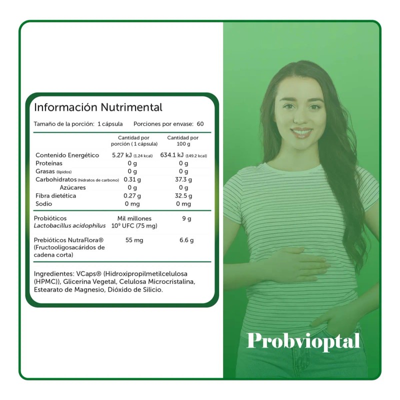 Probvioptal Probióticos Y Prebióticos 60 Cápsulas Sabor Sin Sabor