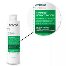 Vichy Dercos Anti-Dandruff Sensitive Scalp Shampoo 6.7oz/ 200ml