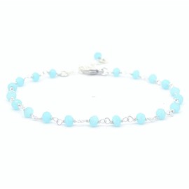 Delicate Blue Chalcedony Sterling Silver Adjustable Bracelet | Handcrafted in USA | Hypoallergenic Jewelry for Women | Energy Healing Crystals (blue-chalcedony)