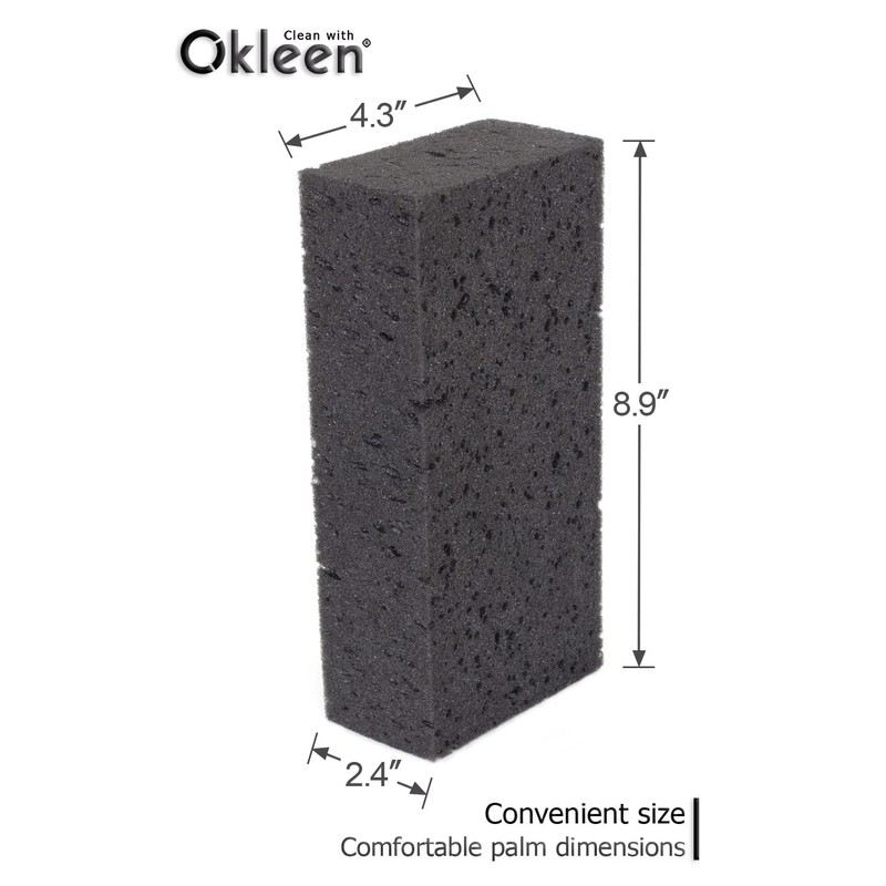 Okleen Big Sponge. Made in Europe. 6 Pack, Black. 8.9x4.3x2.4