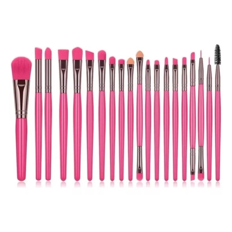 QDS Beauty Set 20 Brochas Maquillaje Planas De Precisión Neón