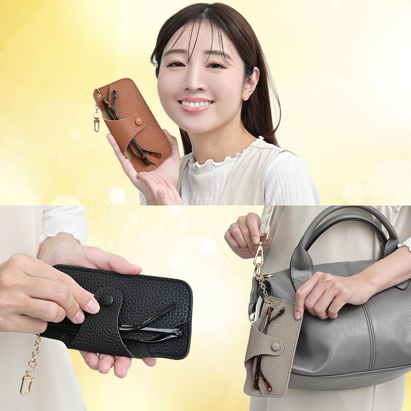 [ENTRAMBI] フラップ PUレザー メガネケース 眼鏡ケース シボ ソフト 軽量 薄型 コンパクト