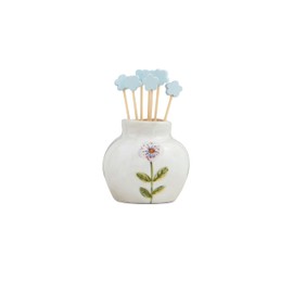 Mud Pie Flower Vase caddy x 2 dia 3 1/4" TOOTHPICKS, Blue