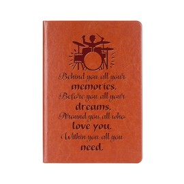 Drummer Gift Drum Leather Notebook Drum Kit Gifts Band Gift for Drummer Musician Gifts Music Gift Encouragement Gift Drum Lover Gift (CA-Behind you-Drummer)