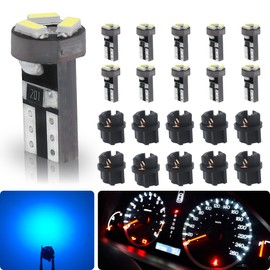siweex T5 LED bulbs Blue 74 73 37 2721 Car Dashboard Instrument Panel Gauge Cluster Indicator Lights with 3/8" 9mm T5 Twist Lock Socket Wedge Base, Pack of 10 Sets