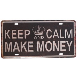 SUMIK Keep and Calm Make Money, Metal Tin Sign, Vintage Art Plate Plaque Study Living Room Bedroom Home Wall Door Decor