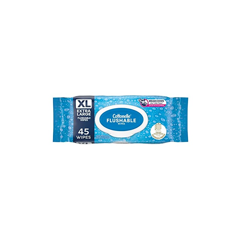 Cottonelle XL Flushable Wet Wipes - 1 Flip-Top Pack, 45