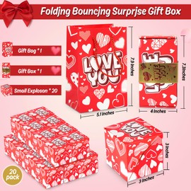 NefosLeuki Surprise Gift Box Explosion for Money,Valentines Pop-Up Explosion Gifts Box,Folding Bounce Box for Valentine's Day,Birthday,Anniversary(Red-20 Bounces)
