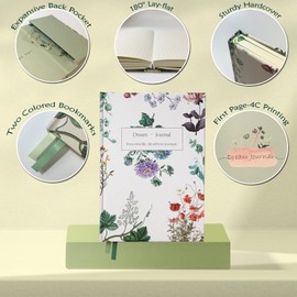 Y&I Bullet Dotted Journal Kit, A5 Hardcover Dotted Journal Notebook with 200 Pages, 12 Dual Tip Marker Pens, Stencils Stickers Washi Tapes, Dotted Journaling Kit for Planner Schedule (Fresh Botanical)