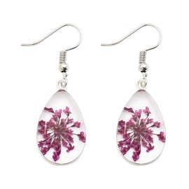 Purple Flower Teardrop Earrings for Women Flower Earrings for Her Trendy Floral Earrings for Women Large Drop Dangle Earrings for Women's Colorful Summer Holiday Earrings for Woman