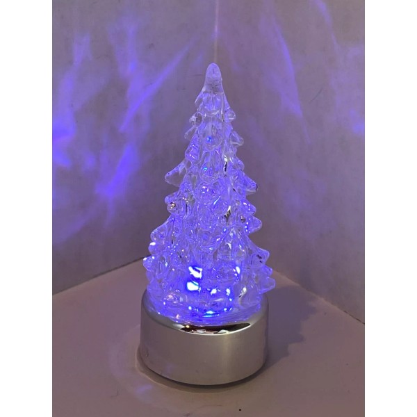 Gift Craft Light Up Christmas Tree w/Silver Base Changes Colors