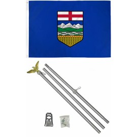 AES Alberta Canadian Province 3'x5' Polyester Flag with 6' Aluminum Flag Pole Kit with Eagle Topper
