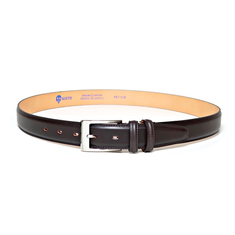 KIETH Men's Business Belt, Genuine Leather, Dark Brown, Kip Leather,