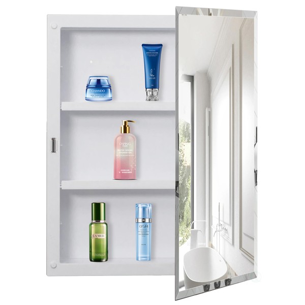 Basicwise Single Door Multi-Purpose Plastic Bathroom Medicine Cabinet with Mirror,