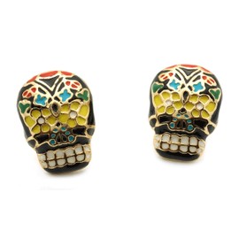 Dead Sugar Skull Mexican Popular Women Fashion Jewelry Gold Tone Accessory Casual Ear Stud Earrings