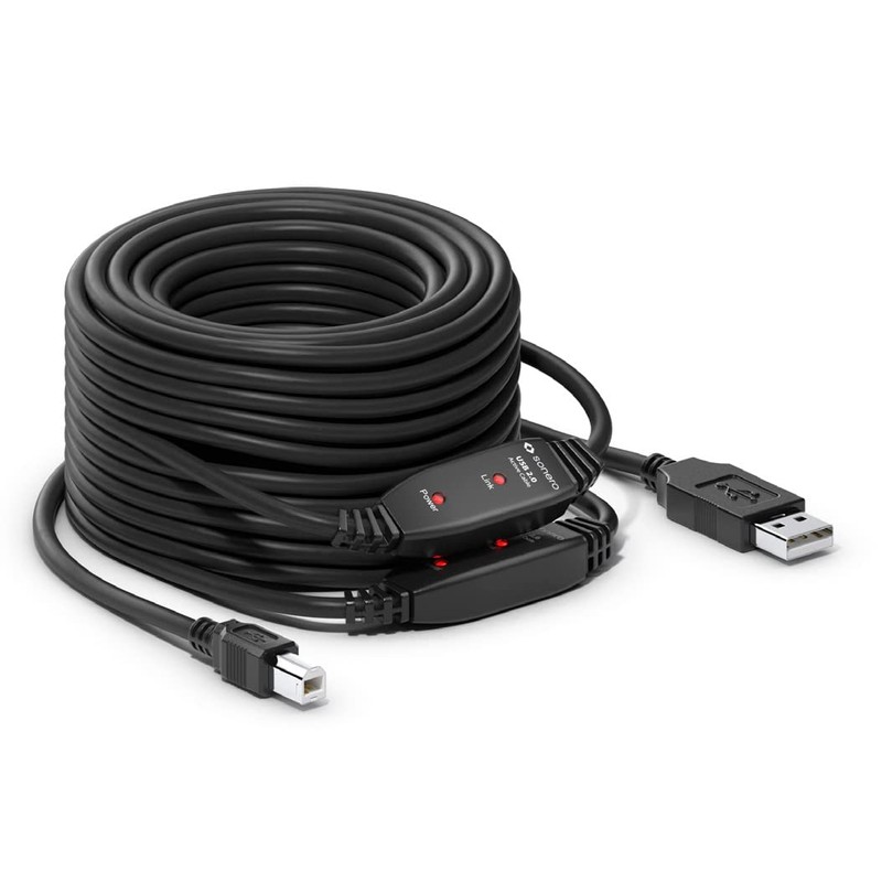 sonero® USB 2.0 Kabel, aktives Verbindungskabel mit Signalverstärker, Druckerkabel, USB-A