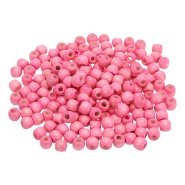 sourcing map 400pcs Wood Beads, 11mm Colorful Round Wooden Beads Unfinished Wooden Decorative Beads Loose Beads Wooden Spacer Beads for Home Decor DIY Crafts Necklace Bracelet, Pink