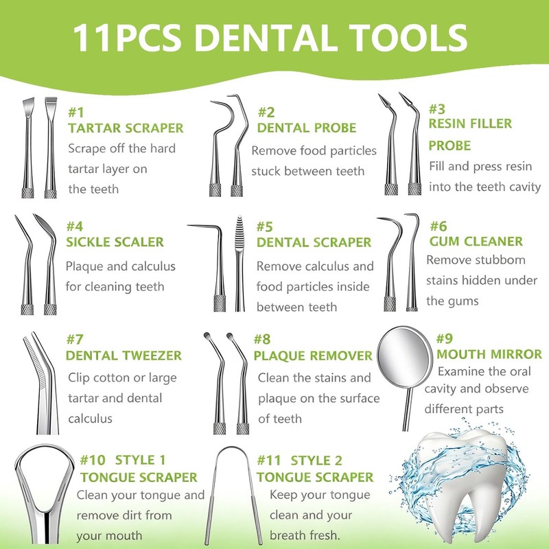 11 Pack Dental Tools PARYUNGR Teeth Cleaning Tool Kit, Stainless