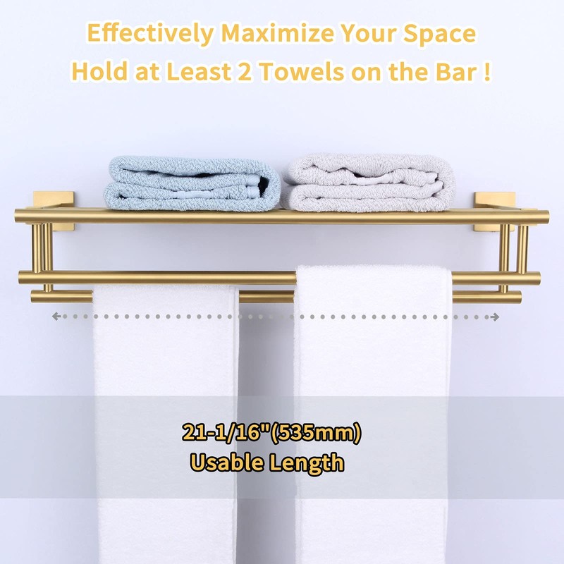 Bathroom Towel Shelf with Holder, Angle Simple SUS304 Stainless Steel