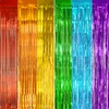 DECOCKRAT 2 Pack Foil Fringe Backdrop - Combo Rainbow Shiny