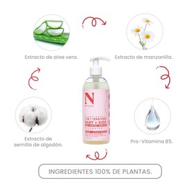 Dr. Natural Shampoo 3 en 1 Bebés y Niños Natural, Orgánico, Sin Sulfatos y Parabenos | Jabón Líquido para Cuerpo y Baño de Burbujas | Hipoalergénico, 