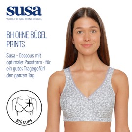SUSA Women's Damen kompakter Funktions-BH ohne Bügel Wireless Bra, Grey (grau 024), 36DD