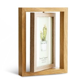 Zamety Picture Frame 10 x 15 cm, Rotating 360° Photo Frame, Double-Sided 2 Photos Picture Frame, Wooden Picture Frame with Acrylic Plate for Wedding, Family, Festival Gift, Desktop or Wall