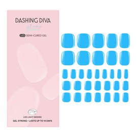 Dashing Diva Glaze Pedicure Nail Strip Set - Blue Spirulina - Long Lasting, Chip Resistant, Semi-Cured Gel Nail Strips - Summer Gel Set - 4-Piece Pedicure Kit with 32 Strips