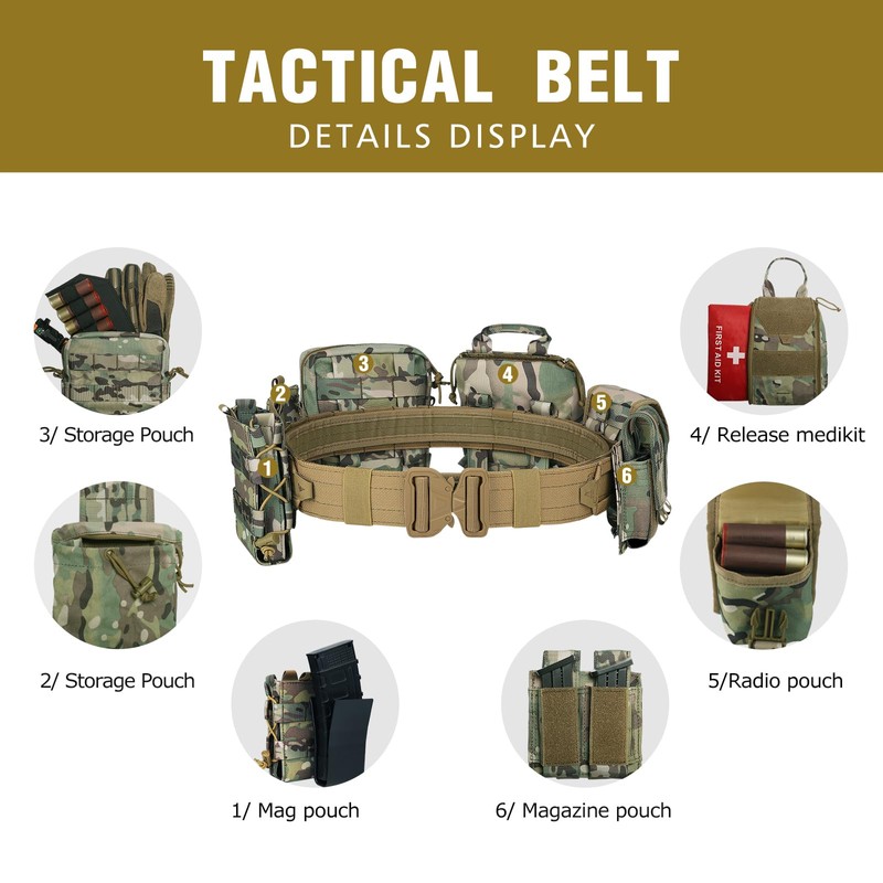 YAKEDA Tactical Battle Belts 8-in-1 Molle Hunting Belt Fishing Game