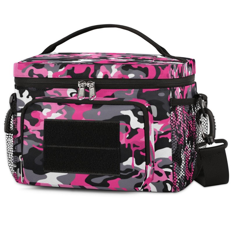 GzLeyigou Insulated Tactical Lunch Bag, Abstract Camouflage Large Lunch Box