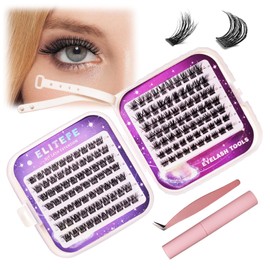 Elitefe Lash Extension Kit DIY 280Pcs Lash Clusters Kit Eyelash Extensions 10-16MM Individual Lashes Extensions with Lash Bond and Lash Tweezers