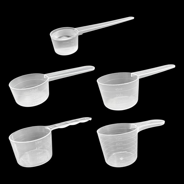 Pack of 5 Measuring Spoons, Dosing Spoons Transparent with Scale