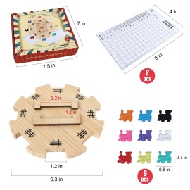 Gothink Mexican Train Dominoes Accessories Set - Large Size Pine Hub, 9 Colorful Metal M